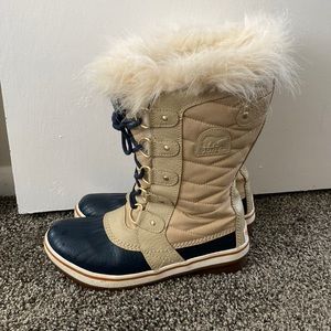 Tan & Navy Blue Sorel Boots